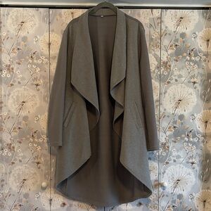 Gray Draped Open Cardigan